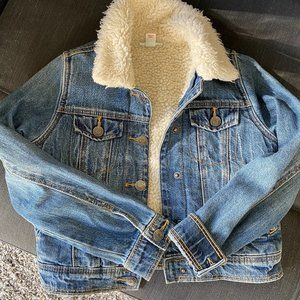 Cat & Jack Denim Jean Jacket Faux Fur Lined Girls Size S 6/6x